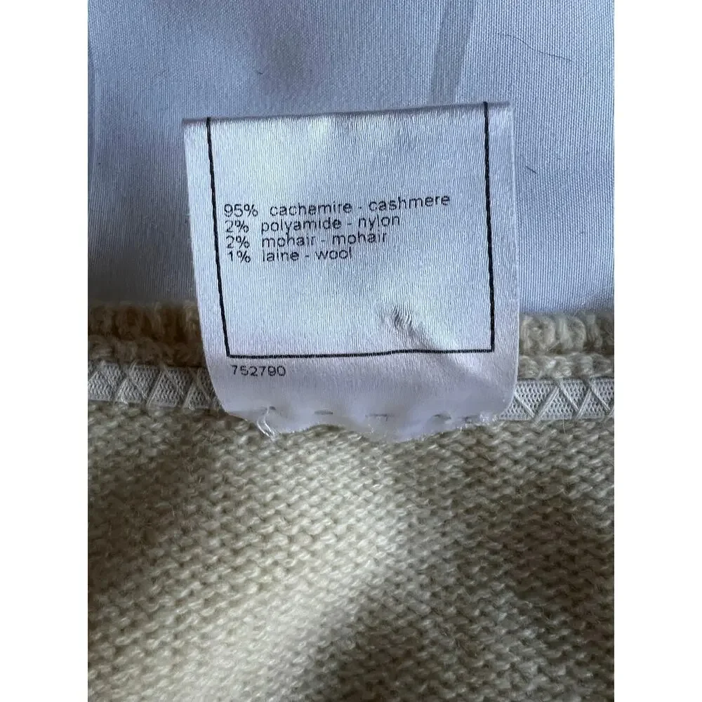 2006 Chanel Knit Cashmere Lace Cream Cardigan